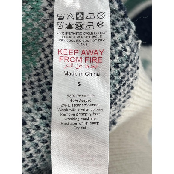 Nasty Gal Sweater‎ Womens Small Green Purple Aztec Knit Quarter Zip Boxy Comfy - Picture 7 of 8